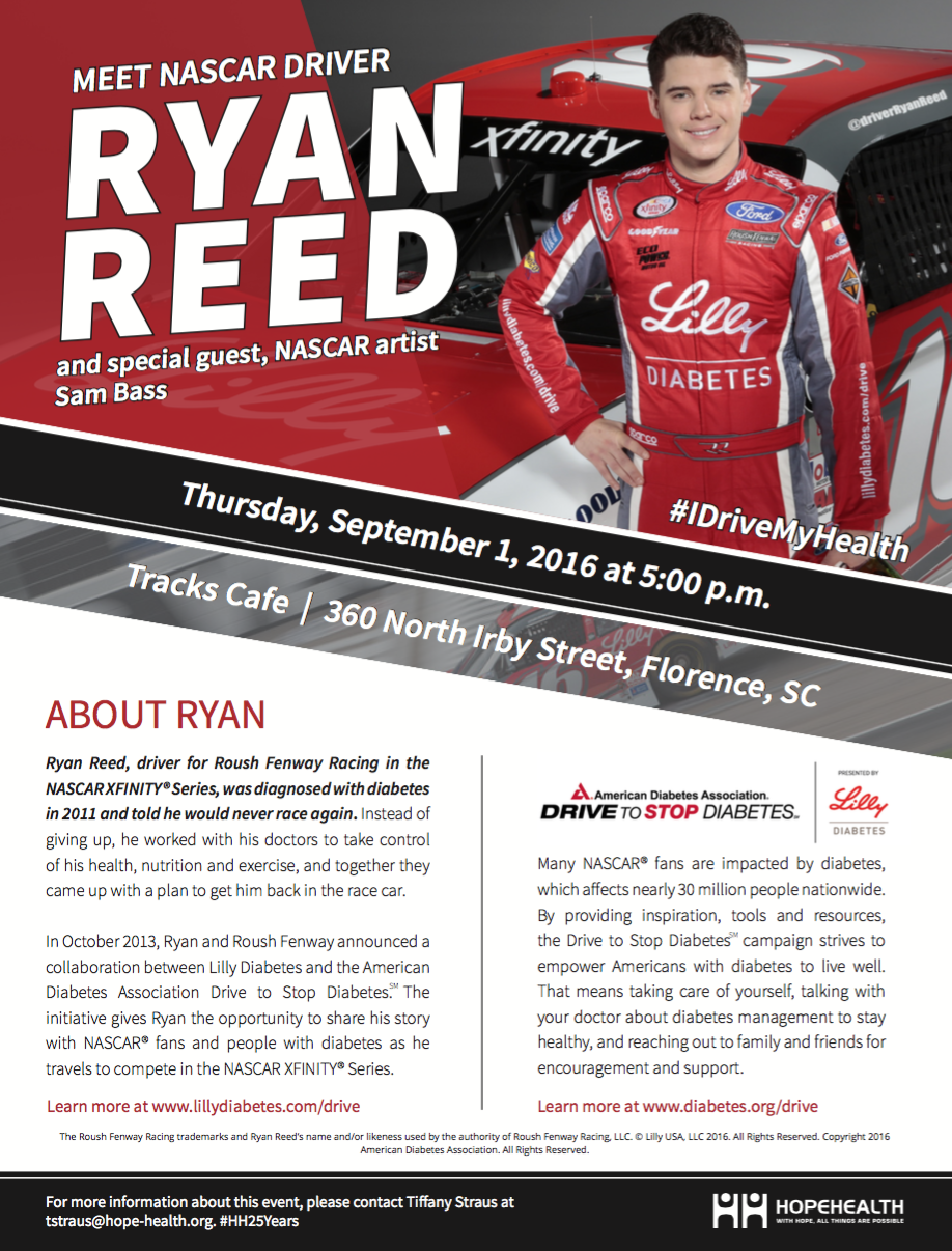 Ryan Reed Racing NASCAR Drive Ryan Reed to Visit HopeHealth: Shares Inspiring Story of ...